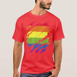 LGBTQ Gay Pride Month Rainbow Flag Vintage Queer L T-Shirt