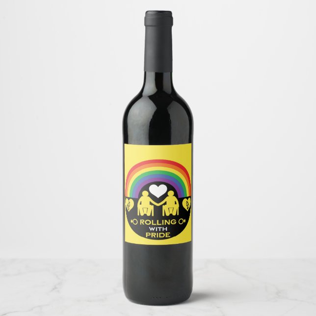 LGBTQ  Gay Wheelchair Disability Pride Wine Label (Front)