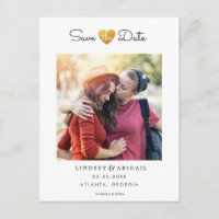 LGBTQ Gold Heart Save the Date with Photo