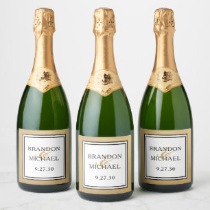 LGBTQ Gold Modern Wedding  Sparkling Wine Label