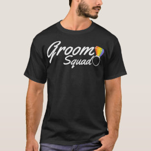 LGBTQ groom squad rainbow wedding ring pride gay l T-Shirt