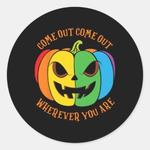Lgbtq Halloween Pumpkin  Classic Round Sticker