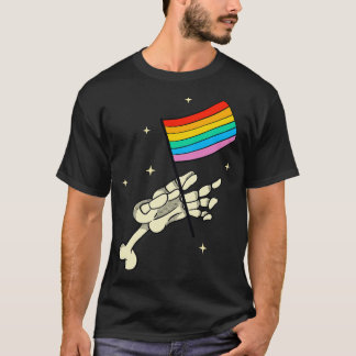 Lgbtq Hand Rainbow Flag Queer Pride T-Shirt
