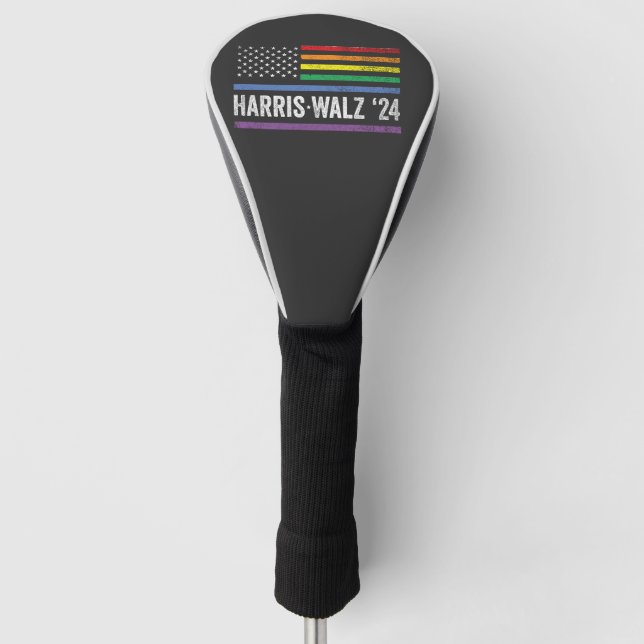 LGBTQ Harris Walz American Flag Election 2024 Golf Head Cover (Front)