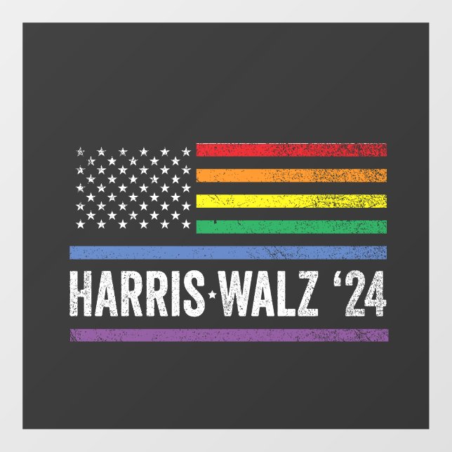 LGBTQ Harris Walz American Flag Election 2024 Window Cling (Sheet)