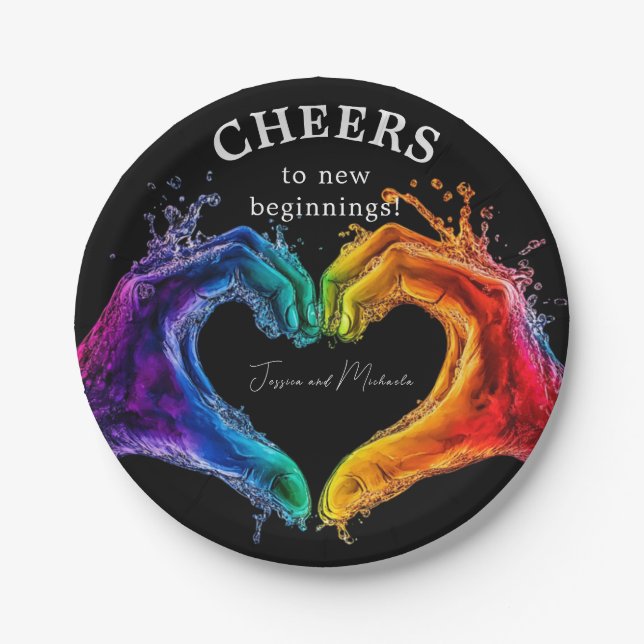 🌈LGBTQ Heart of Pride wedding Paper Plate (Front)