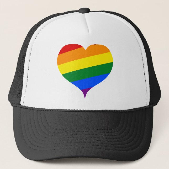LGBTQ Heart Rainbow Trucker Hat (Front)