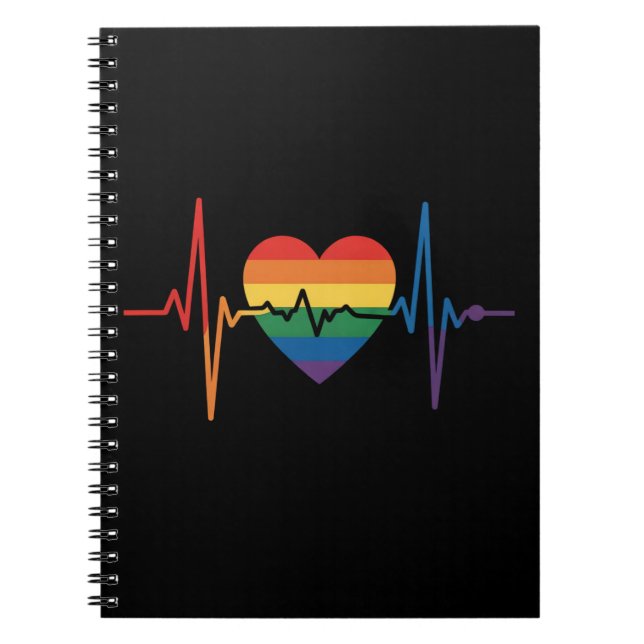 LGBTQ Heartbeats Heart Pride Gay Lesbian Trans Bi Notebook (Front)