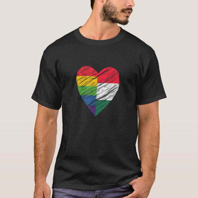 LGBTQ Hungary Gay Pride Heart for Gay and Lesbian  T-Shirt (Front)