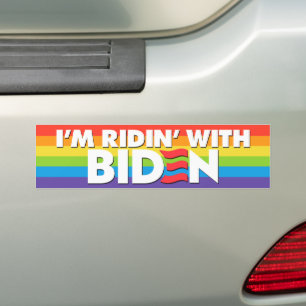 LGBTQ I'm Ridin' With Biden 2024 Bumper Sticker