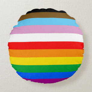 LGBTQ+ INCLUSIVE PRIDE FLAG ROUND PILLOW