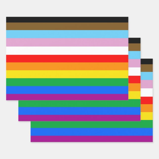 LGBTQ+ INCLUSIVE PRIDE FLAG WRAPPING PAPER SHEET (Set)