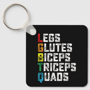 LGBTQ Legs Glutes Biceps Triceps Quads Funny Gym Keychain