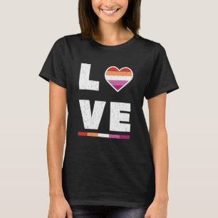 LGBTQ Lesbian Pride Flag Distressed Grunge Love T-Shirt