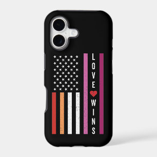LGBTQ Lesbian Pride Love Wins USA American Flag