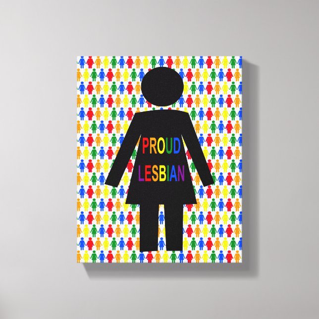 LGBTQ Lesbian Silhouette and Rainbow Ladies Canvas Print (Front)