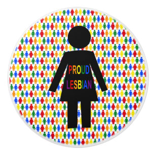 LGBTQ Lesbian Silhouette and Rainbow Ladies Ceramic Knob