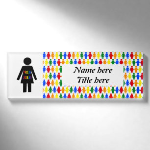 LGBTQ Lesbian Silhouette and Rainbow Ladies Custom Name Tag