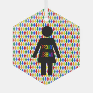 LGBTQ Lesbian Silhouette and Rainbow Ladies Glass Ornament