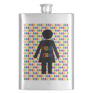 LGBTQ Lesbian Silhouette and Rainbow Ladies Hip Flask