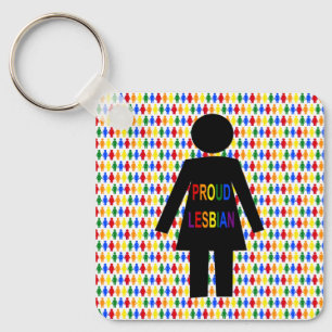 LGBTQ Lesbian Silhouette and Rainbow Ladies Keycha Keychain
