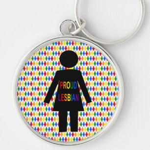 LGBTQ Lesbian Silhouette and Rainbow Ladies Keychain