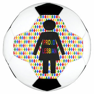 LGBTQ Lesbian Silhouette and Rainbow Ladies Soccer Ball