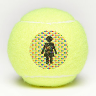 LGBTQ Lesbian Silhouette and Rainbow Ladies Tennis Balls