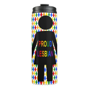 LGBTQ Lesbian Silhouette and Rainbow Ladies Thermal Tumbler