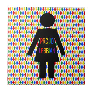 LGBTQ Lesbian Silhouette and Rainbow Ladies Tile