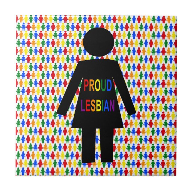 LGBTQ Lesbian Silhouette and Rainbow Ladies Tile (Front)