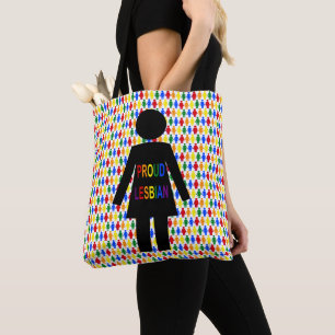 LGBTQ Lesbian Silhouette and Rainbow Ladies Tote Bag