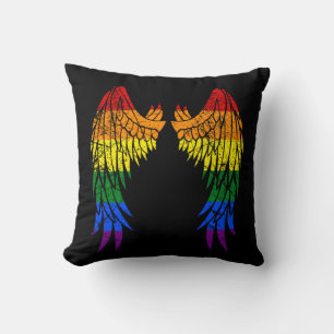 LGBTQ LGBT Angel Wings Colourful Rainbow Gay Throw Pillow