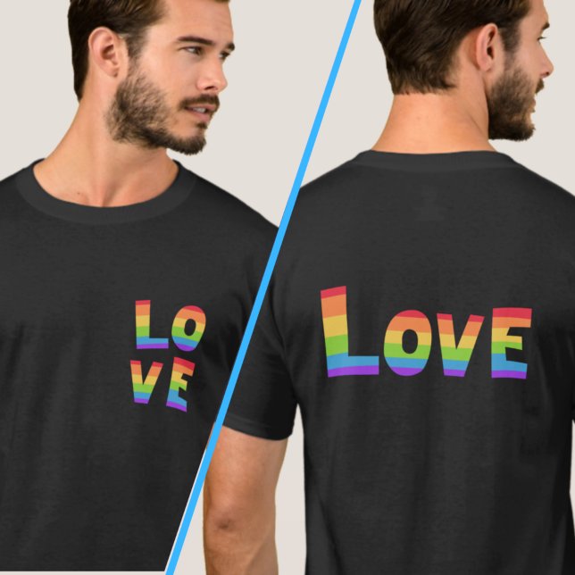 LGBTQ LOVE in Rainbow Colours Front and Back Print T-Shirt (Creator Uploaded)
