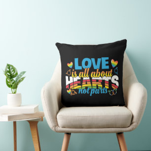 LGBTQ - Love Is All About Hearts Throw Pillow