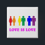 LGBTQ love is love. 2 Inch Square Button<br><div class="desc">Great button to wear on your bags, hats, or shirts.</div>
