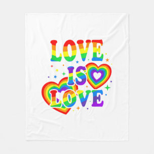 LGBTQ Love is Love Gay Pride LGBT Rainbow Flag Fleece Blanket