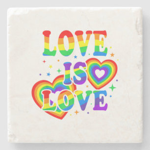 LGBTQ Love is Love Gay Pride LGBT Rainbow Flag Stone Coaster