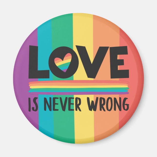 LGBTQ love is never wrong gay pride month  Magnet (Front)