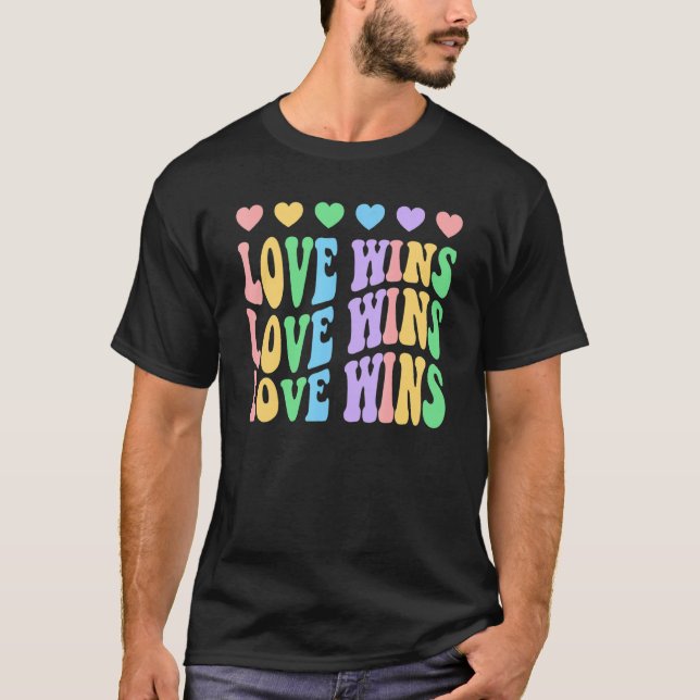 Lgbtq Love Wins Gay Pride Lgbt Rainbow Flag Retro  T-Shirt (Front)