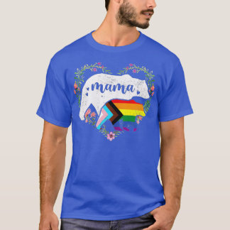 LGBTQ Mama Bear Progress Pride Flag Gay Equal Righ T-Shirt