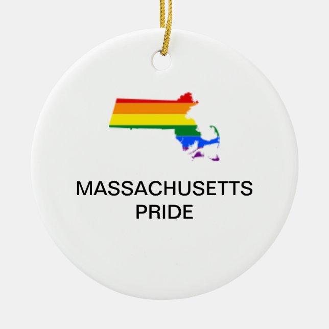 LGBTQ MASSACHUSETTS ORNEMENT EN Céramique PRIDE (Devant)