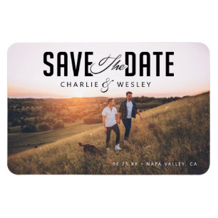 LGBTQ Modern Save the Date with Photo Magnet