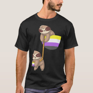 LGBTQ Nonbinary Pride Sloth Rope Playing Nonbinary T-Shirt