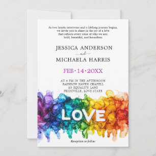 🌈 🐦 LGBTQ Painted With Love wedding  Invitation