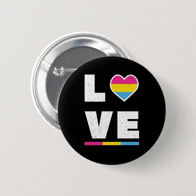 LGBTQ Pansexual Pride Flag Distressed Grunge Love 2 Inch Round Button (Front & Back)