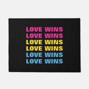 LGBTQ Pansexual Pride Love Wins Custom Repeat Text Doormat