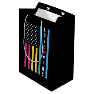 LGBTQ Pansexual Pride Love Wins USA American Flag Medium Gift Bag