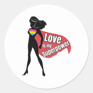 LGBTQ Pansexual Superhero, Love Is My Superpower Classic Round Sticker