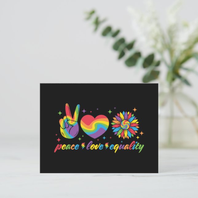 LGBTQ - Peace, Love, Equality Postcard (Standing Front)